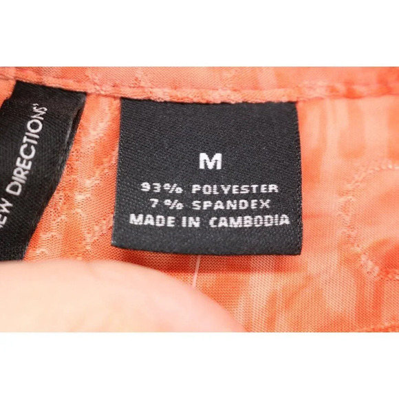 New Directions 3/4 Roll-tabbed Sleeves Silky Button-Up Top-Medium-New w/Tags - Picture 8 of 12